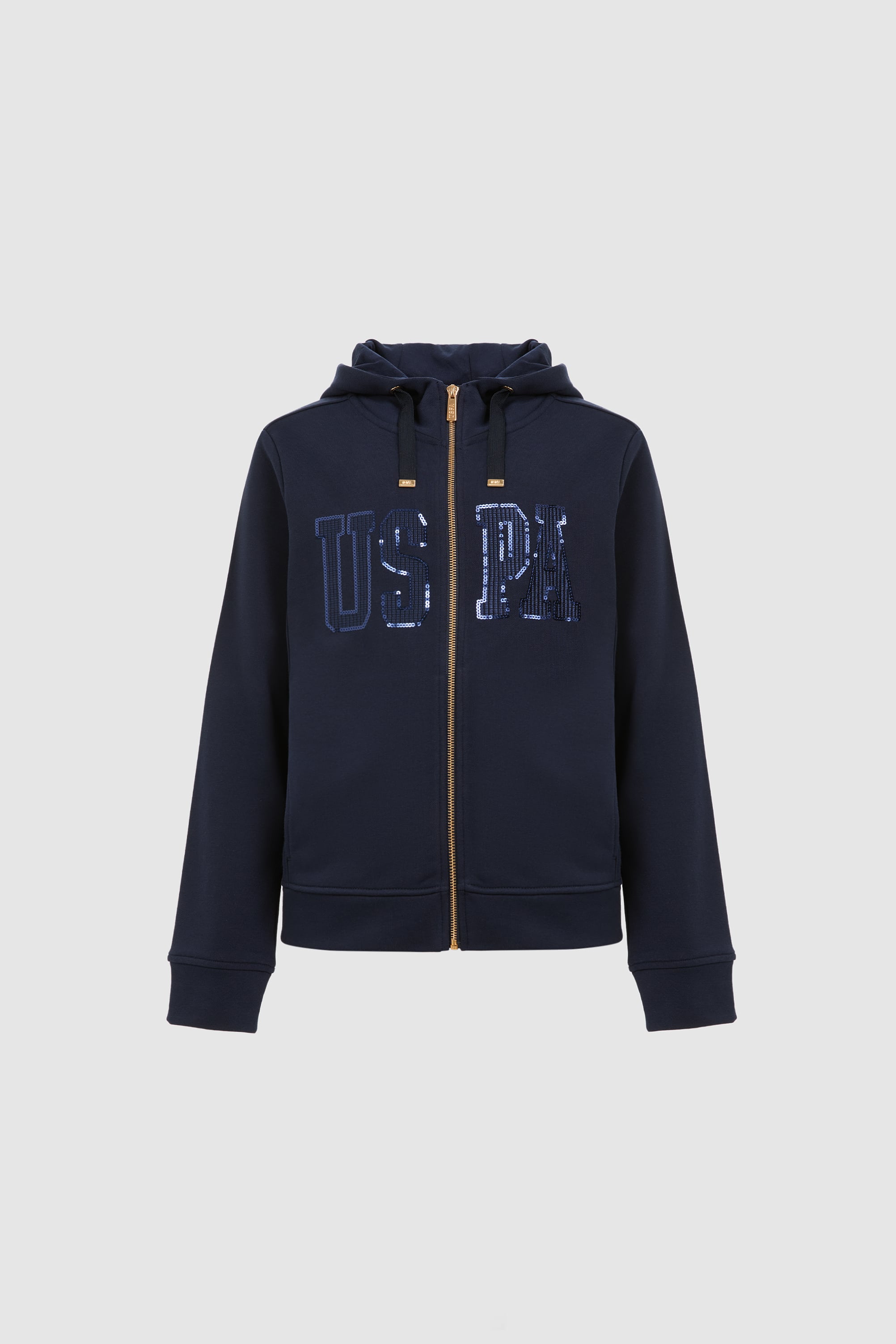 Kadın Lacivert Fermuarlı Kapüşonlu Basic Sweatshirt