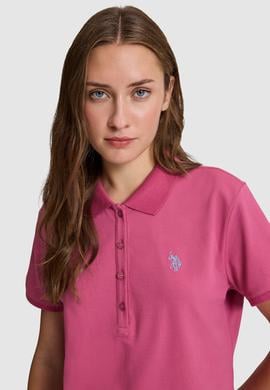 Kadın Fuşya Polo Yaka Basic Tişört - 50321818059