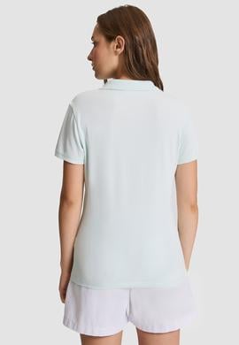 Kadın Su Yeşili Polo Yaka Basic Tişört - 50321818205
