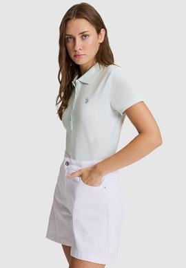 Kadın Su Yeşili Polo Yaka Basic Tişört - 50321818205