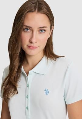 Kadın Su Yeşili Polo Yaka Basic Tişört - 50321818205