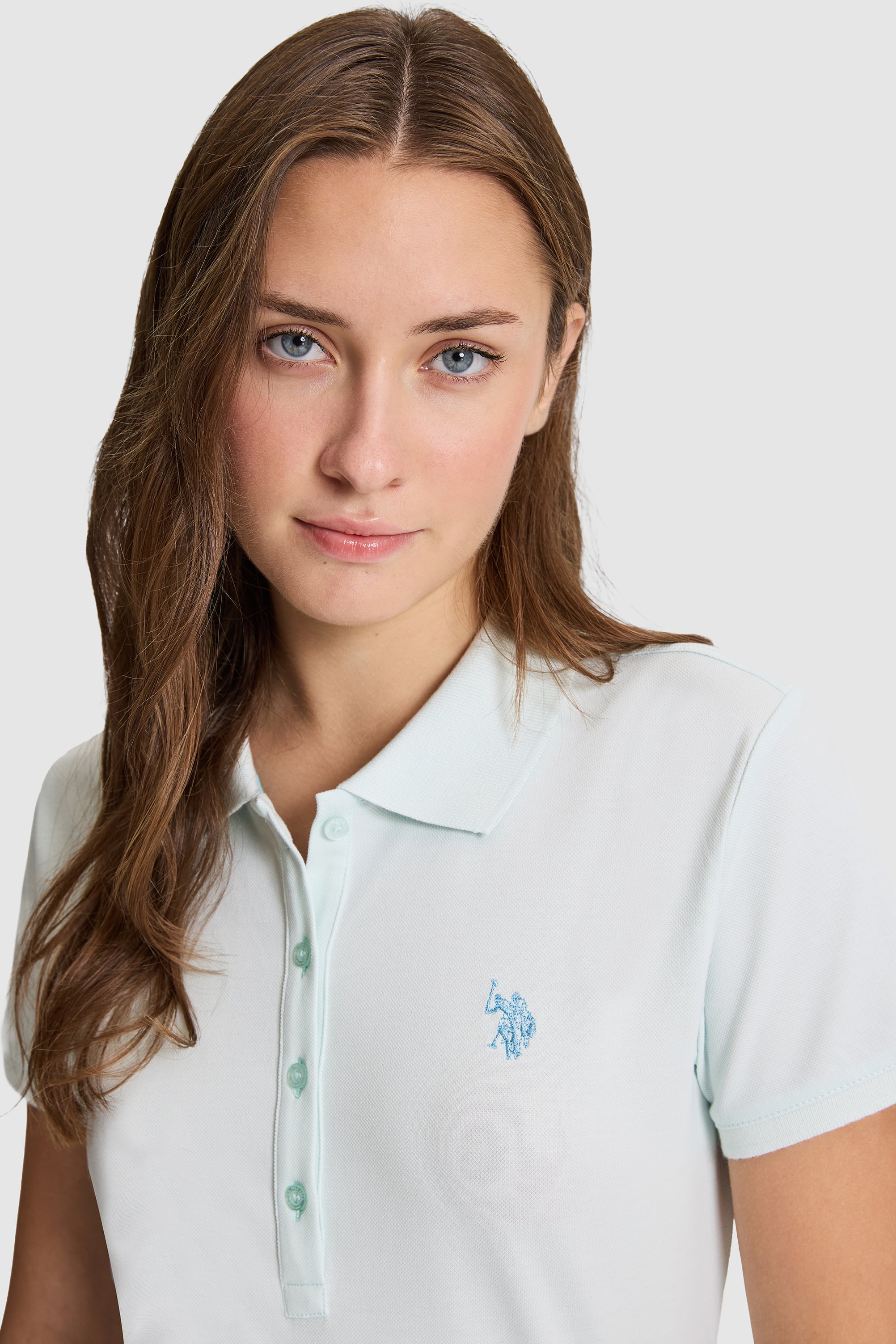 Kadın Su Yeşili Polo Yaka Basic Tişört