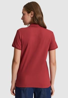 Kadın Vişne Polo Yaka Basic Tişört - 50321818152