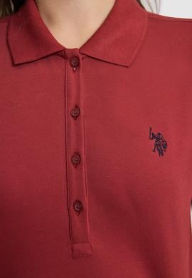 Kadın Vişne Polo Yaka Basic Tişört - 50321818152