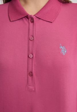 Kadın Fuşya Polo Yaka Basic Tişört - 50321818059