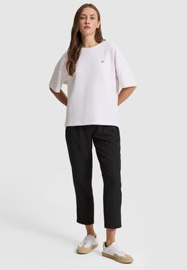 Kadın Beyaz Bisiklet Yaka Tişört - 50322484004
