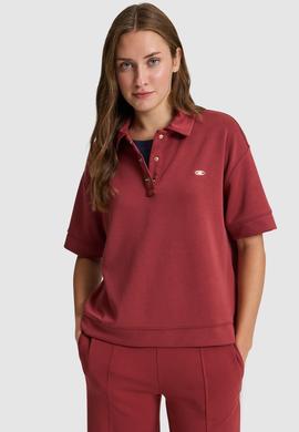 Kadın Vişne Polo Yaka Düğme Detaylı Tişört - 50324256009