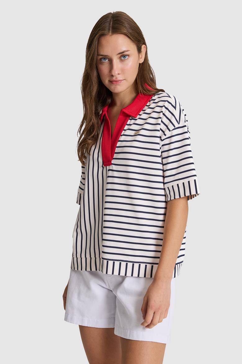 Kadın Lacivert Polo Yaka Tişört - 50324922001