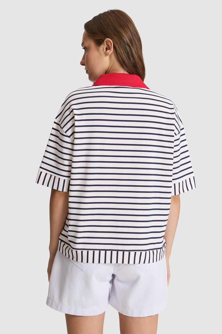 Kadın Lacivert Polo Yaka Tişört - 50324922001