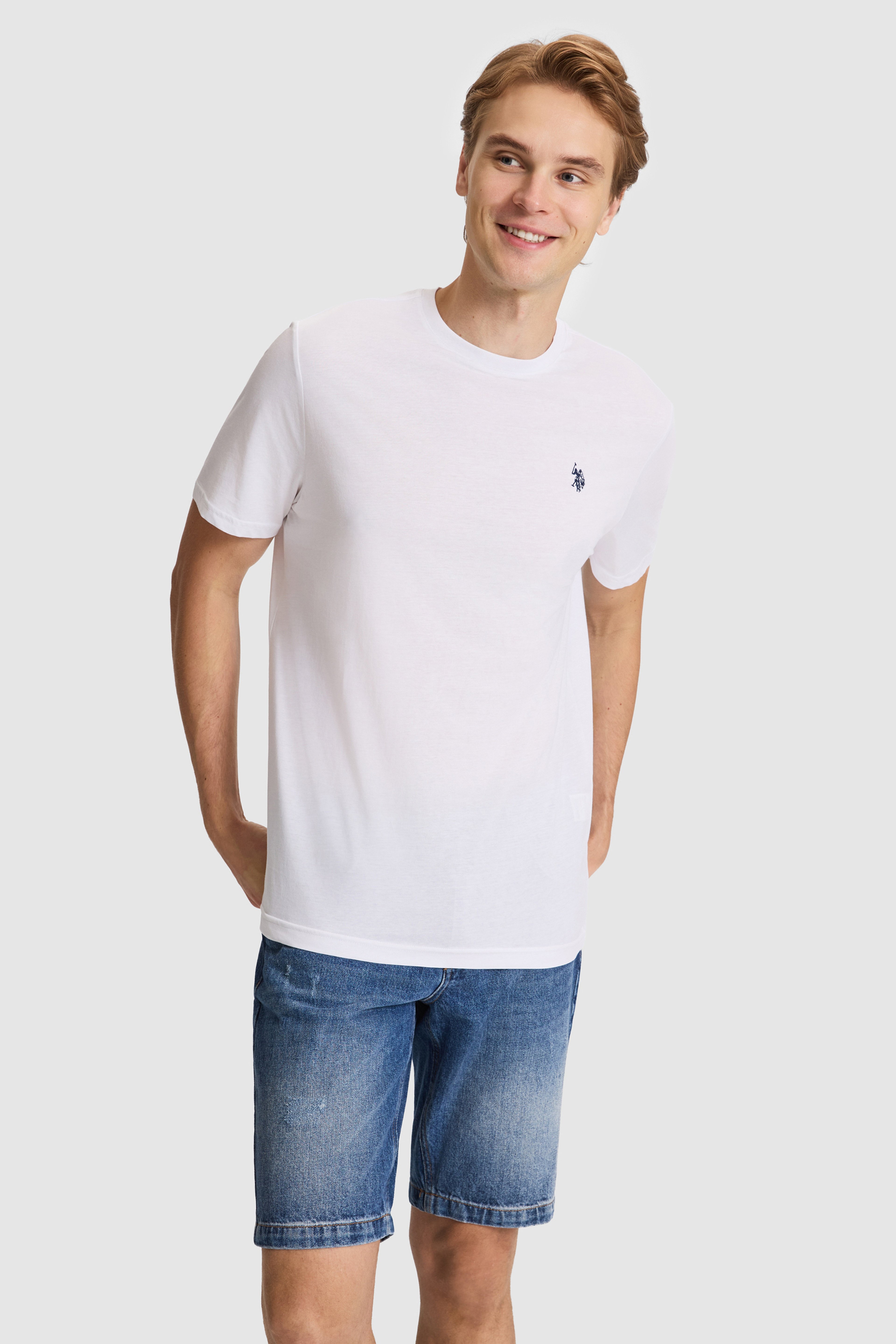 Erkek Beyaz Regular Fit Bisiklet Yaka Basic Tişört