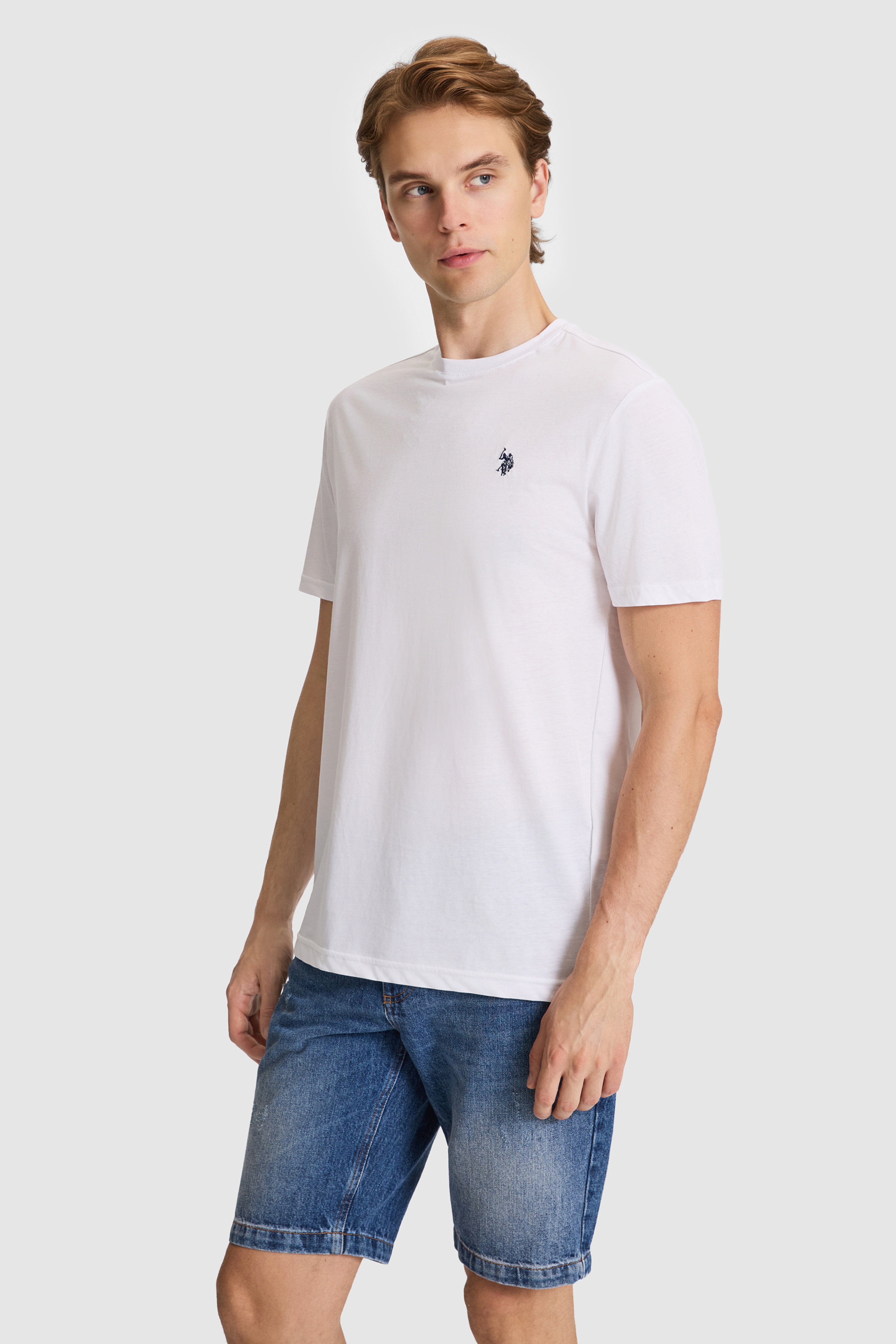 Erkek Beyaz Regular Fit Bisiklet Yaka Basic Tişört - Image 3