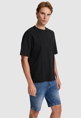 Erkek Siyah Comfort Fit Bisiklet Yaka Tişört - 50326947023