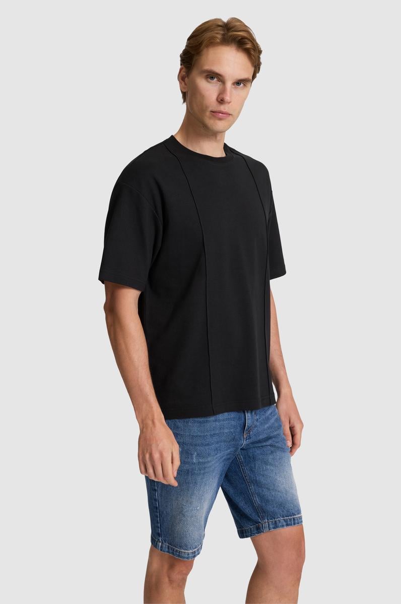 Erkek Siyah Comfort Fit Bisiklet Yaka Tişört