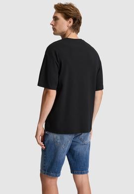 Erkek Siyah Comfort Fit Bisiklet Yaka Tişört - 50326947023