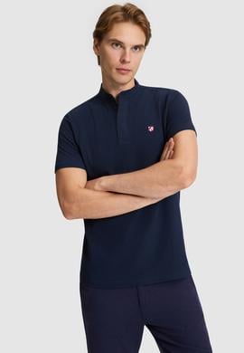 Erkek Lacivert Regular Fit Hakim Yaka Basic Tişört - 50326980012