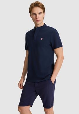 Erkek Lacivert Regular Fit Hakim Yaka Basic Tişört - 50326980012