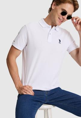 Erkek Beyaz Slim Fit Polo Yaka Basic Tişört - 50322303023