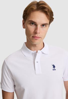 Erkek Beyaz Slim Fit Polo Yaka Basic Tişört - 50322303023