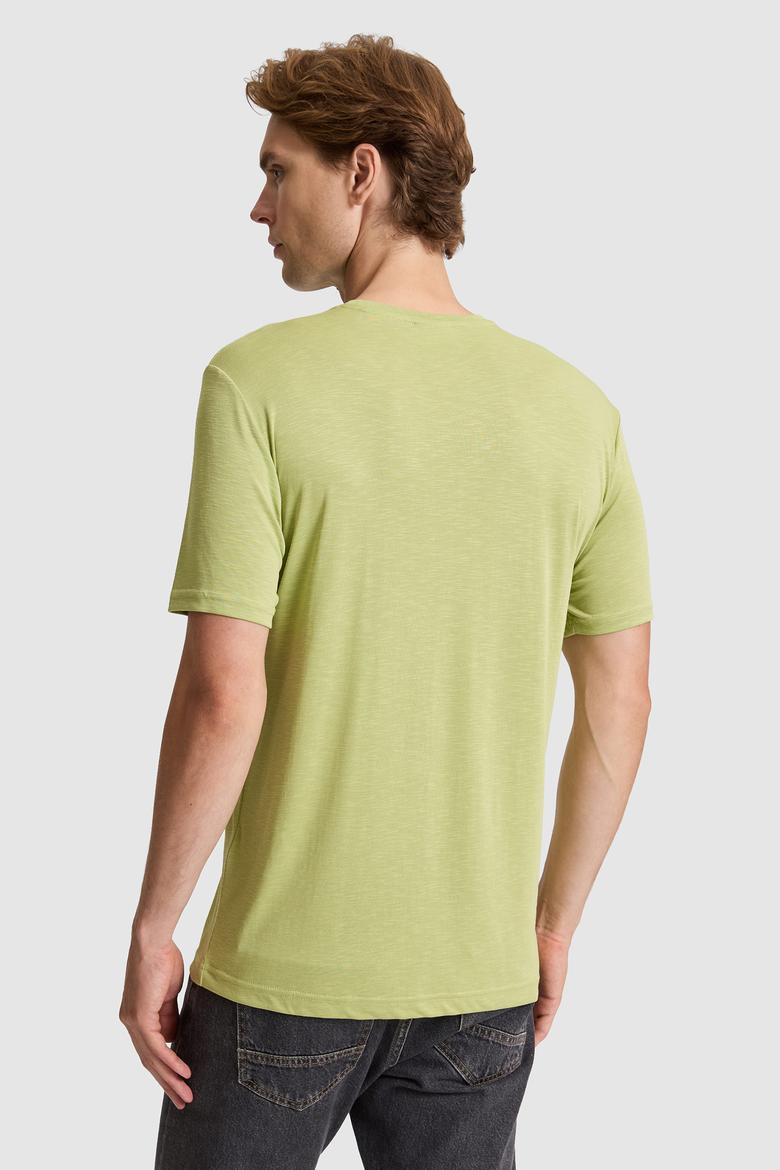 Erkek Yeşil Regular Fit Bisiklet Yaka Basic Tişört - 50322279007
