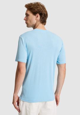 Erkek Mavi Regular Fit Bisiklet Yaka Basic Tişört - 50322279162