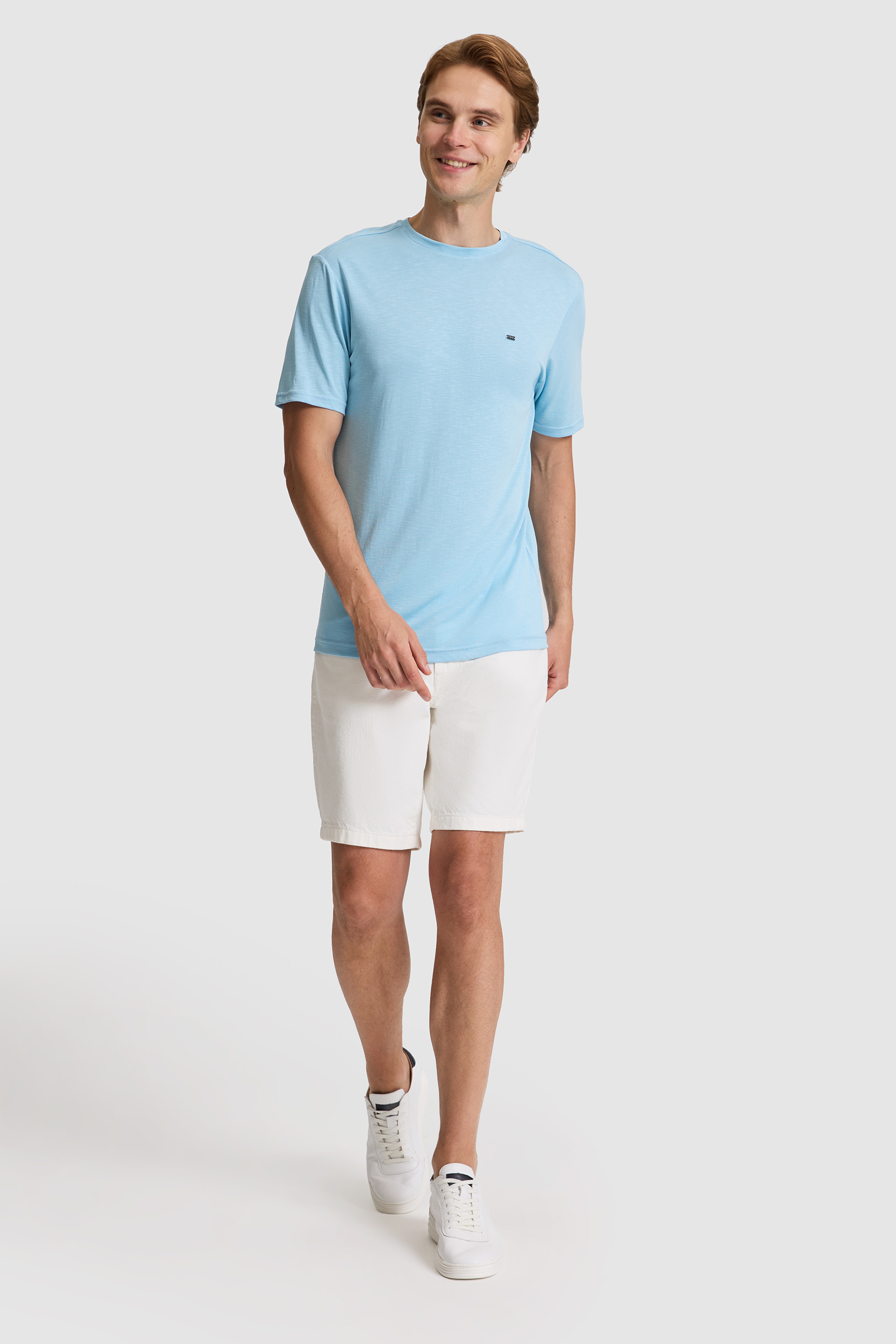 Erkek Mavi Regular Fit Bisiklet Yaka Basic Tişört