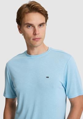 Erkek Mavi Regular Fit Bisiklet Yaka Basic Tişört - 50322279162