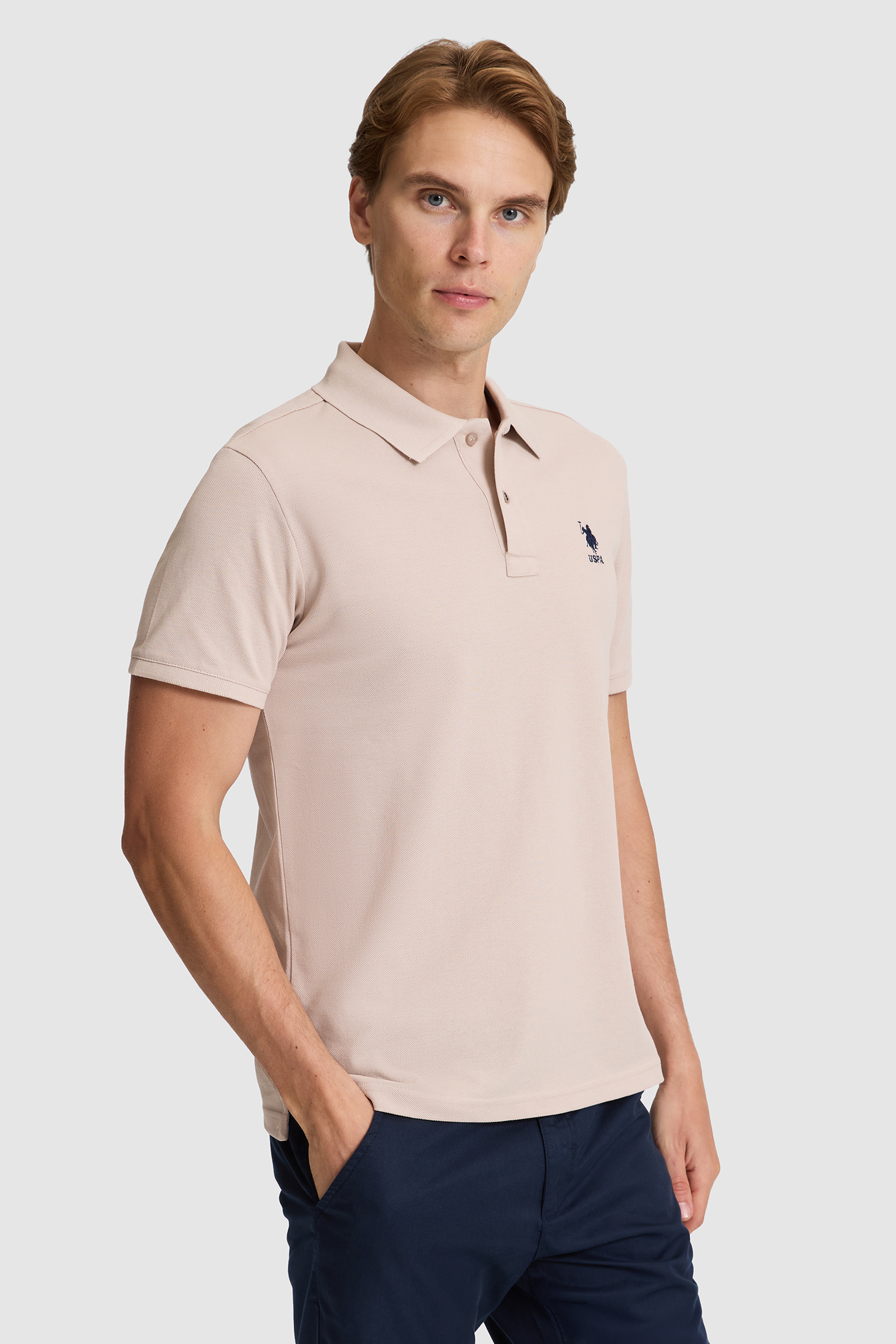 Erkek Taş Regular Fit Polo Yaka Basic Tişört