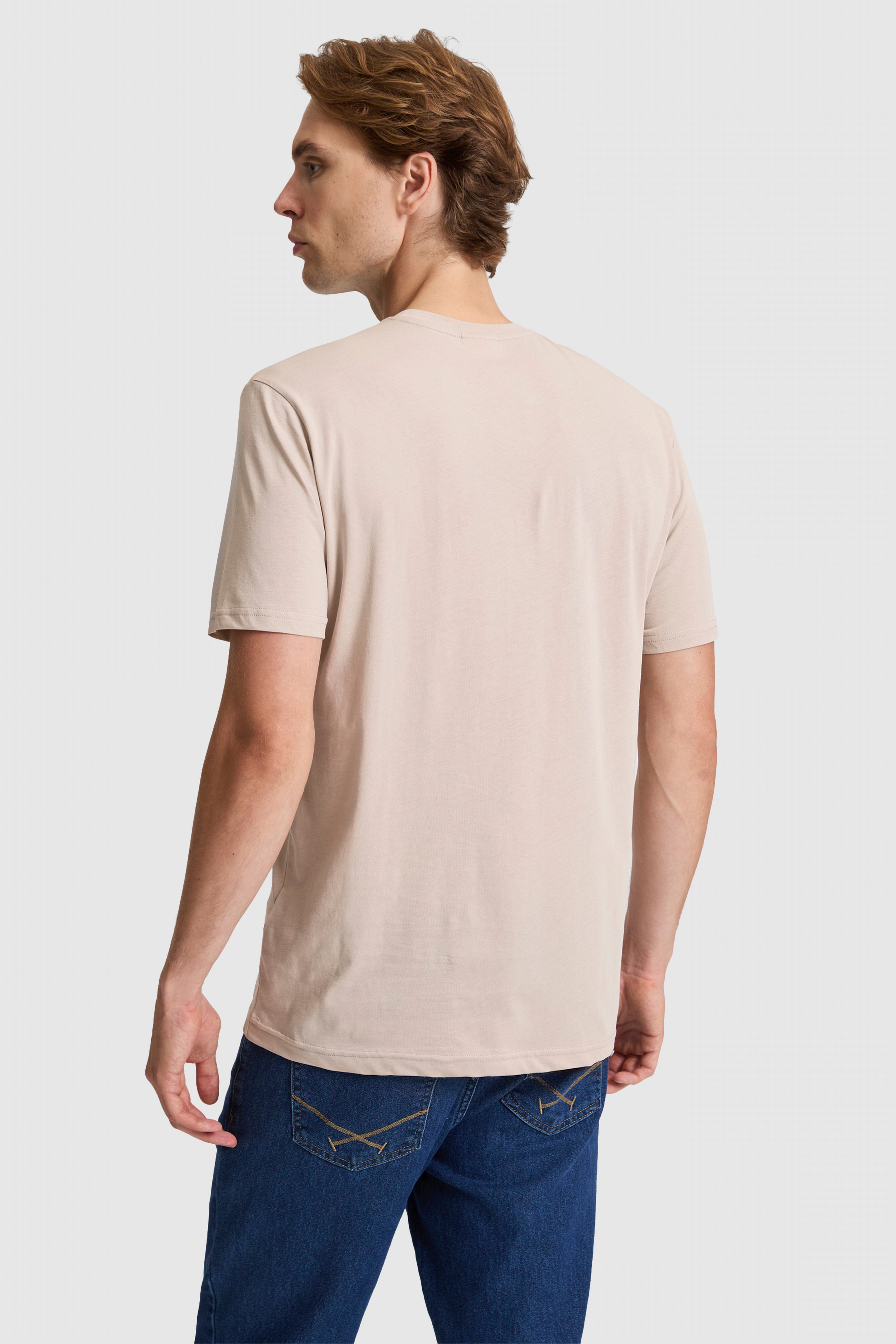 Erkek Taş Regular Fit Bisiklet Yaka Basic Tişört - Image 5