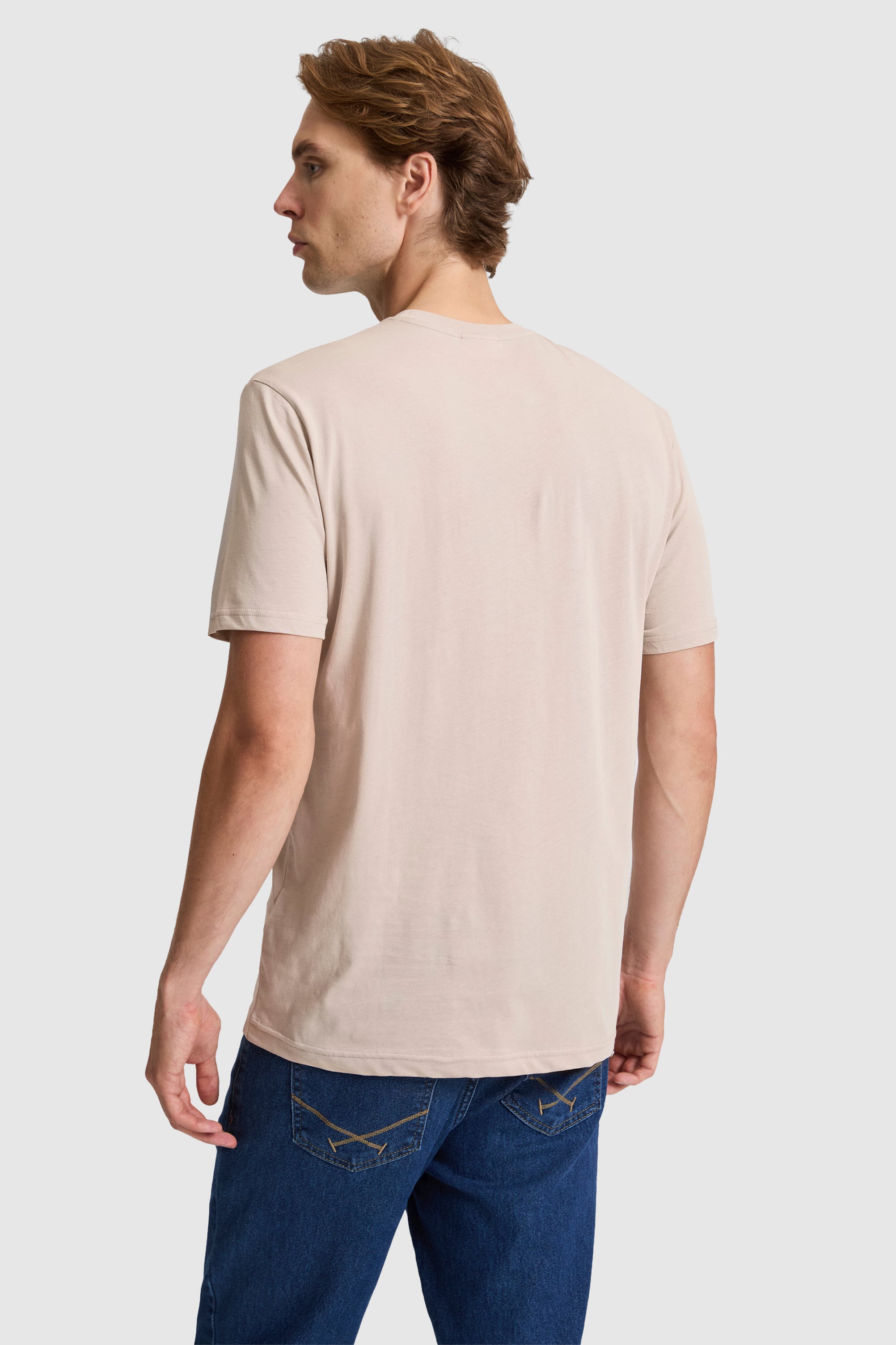 Erkek Taş Regular Fit Bisiklet Yaka Basic Tişört