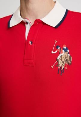 Erkek Kırmızı Slim Fit Polo Yaka Basic Tişört - 50322299012