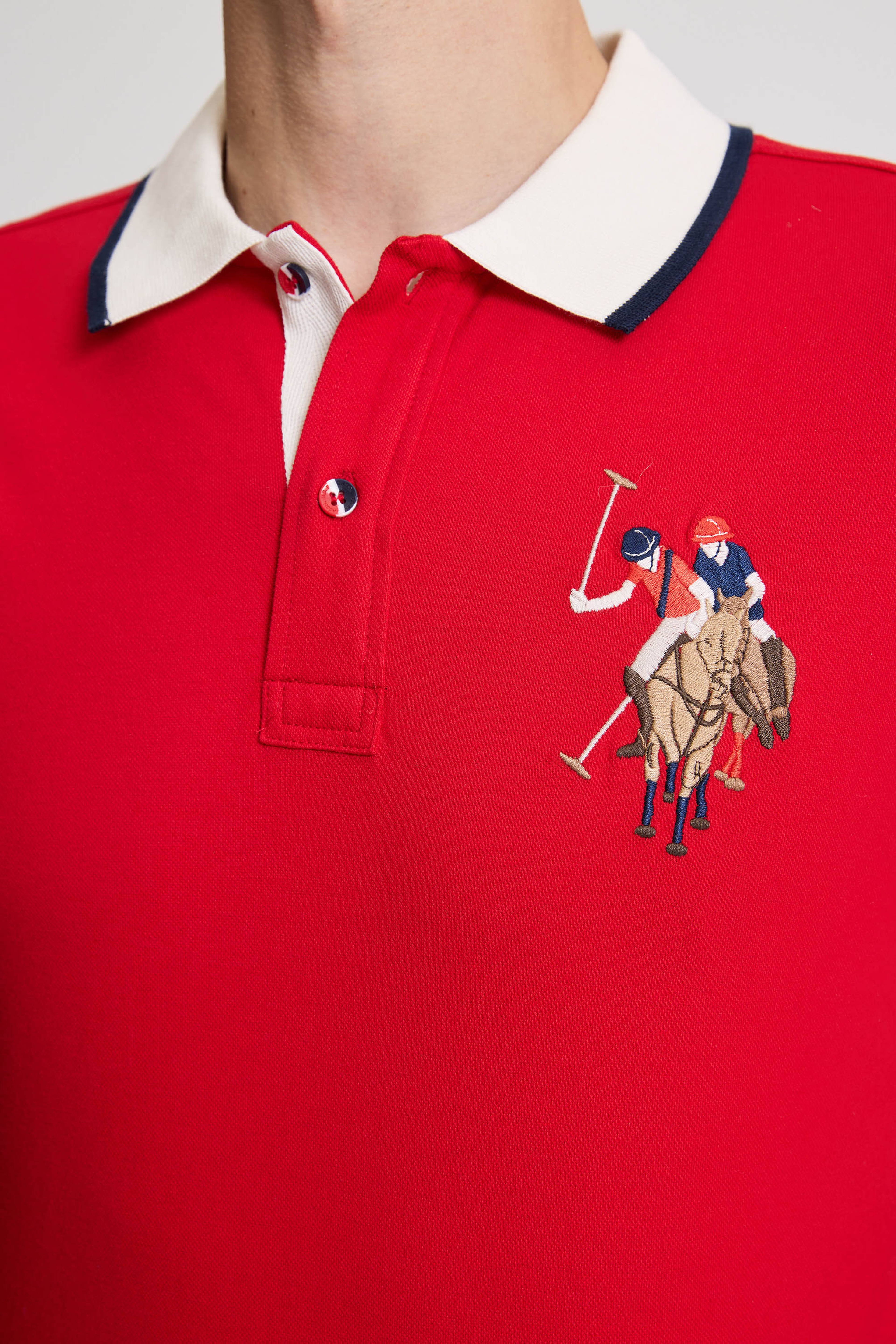 Erkek Kırmızı Slim Fit Polo Yaka Basic Tişört - Image 6