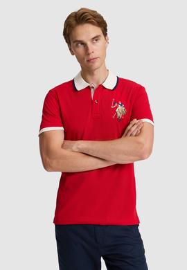 Erkek Kırmızı Slim Fit Polo Yaka Basic Tişört - 50322299012