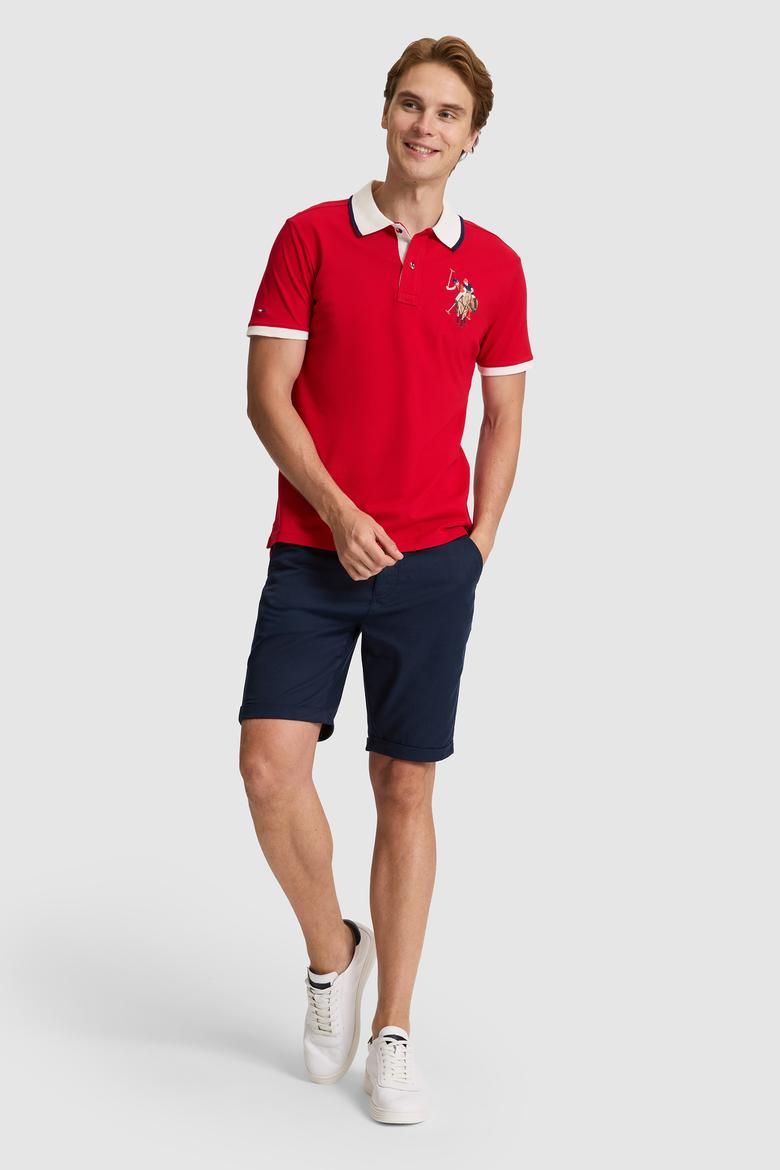 Erkek Kırmızı Slim Fit Polo Yaka Basic Tişört - 50322299012