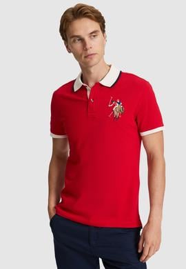 Erkek Kırmızı Slim Fit Polo Yaka Basic Tişört - 50322299012