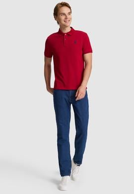 Erkek Bordo Slim Fit Polo Yaka Basic Tişört - 50322303144