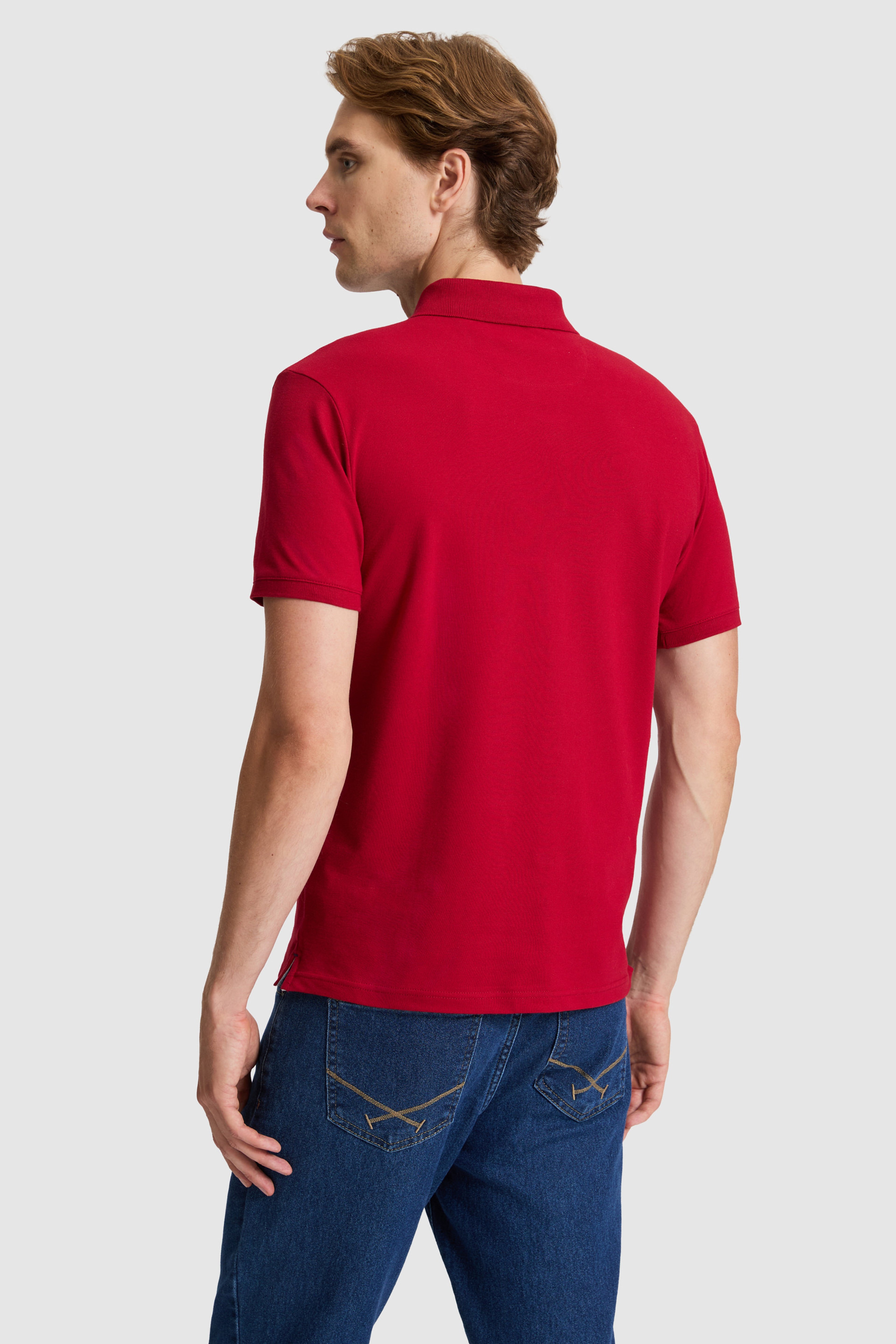 Erkek Bordo Basic Tişört - Image 5