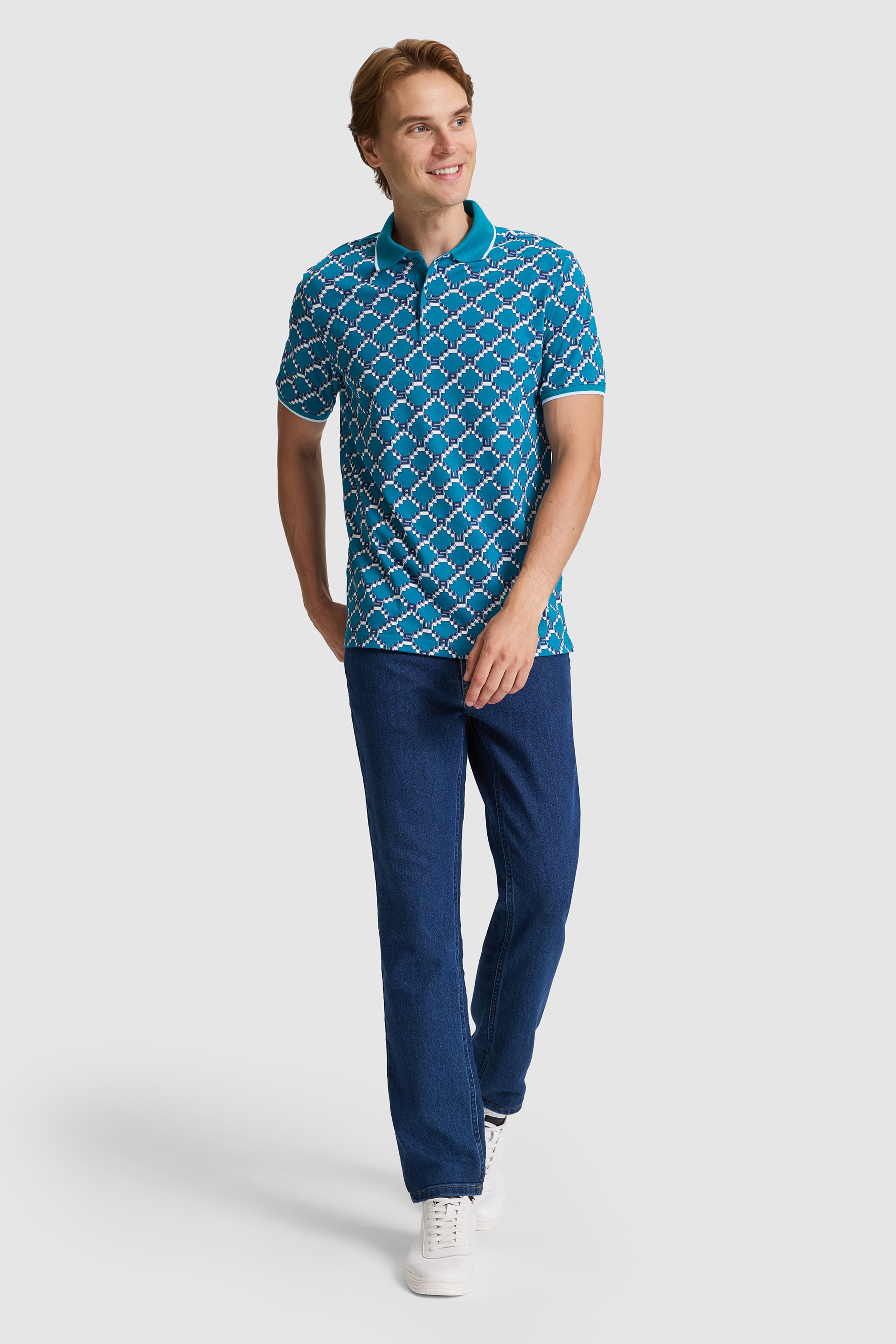 Erkek Petrol Regular Fit Polo Yaka Tişört - Image 4