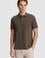 Erkek Koyu Haki Regular Fit Polo Yaka Basic Tişört