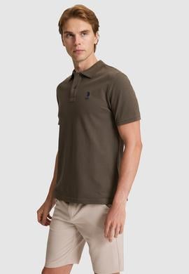 Erkek Koyu Haki Regular Fit Polo Yaka Basic Tişört - 50322314199