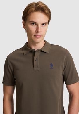 Erkek Koyu Haki Regular Fit Polo Yaka Basic Tişört - 50322314199