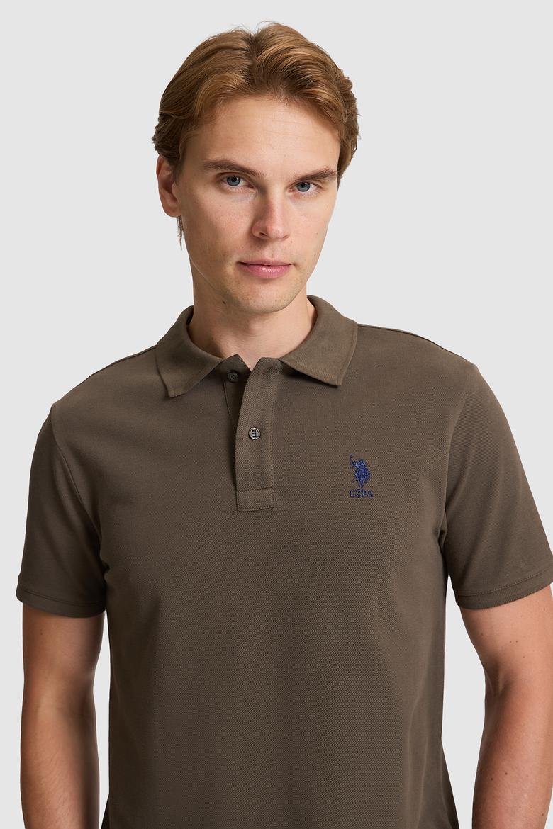 Erkek Koyu Haki Regular Fit Polo Yaka Basic Tişört - 50322314199