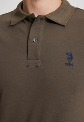 Erkek Koyu Haki Regular Fit Polo Yaka Basic Tişört - 50322314199