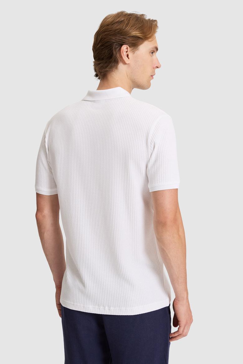 Erkek Beyaz Regular Fit Polo Yaka Basic Tişört - 50322506007