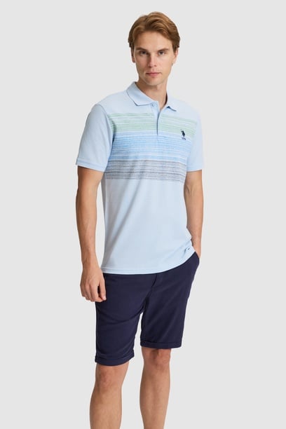Erkek Açık Mavi Regular Fit Polo Yaka Tişört
