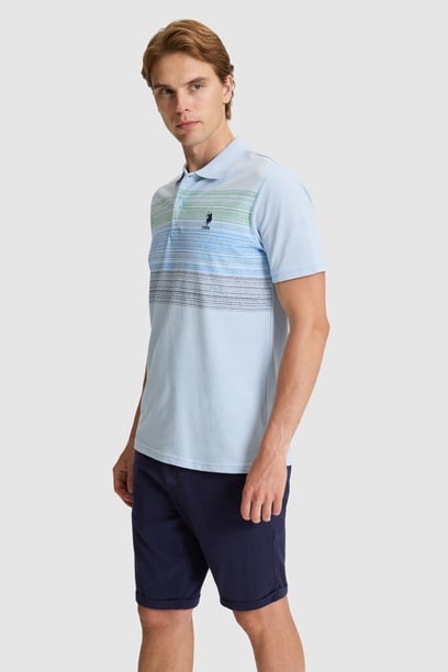 Erkek Açık Mavi Regular Fit Polo Yaka Tişört