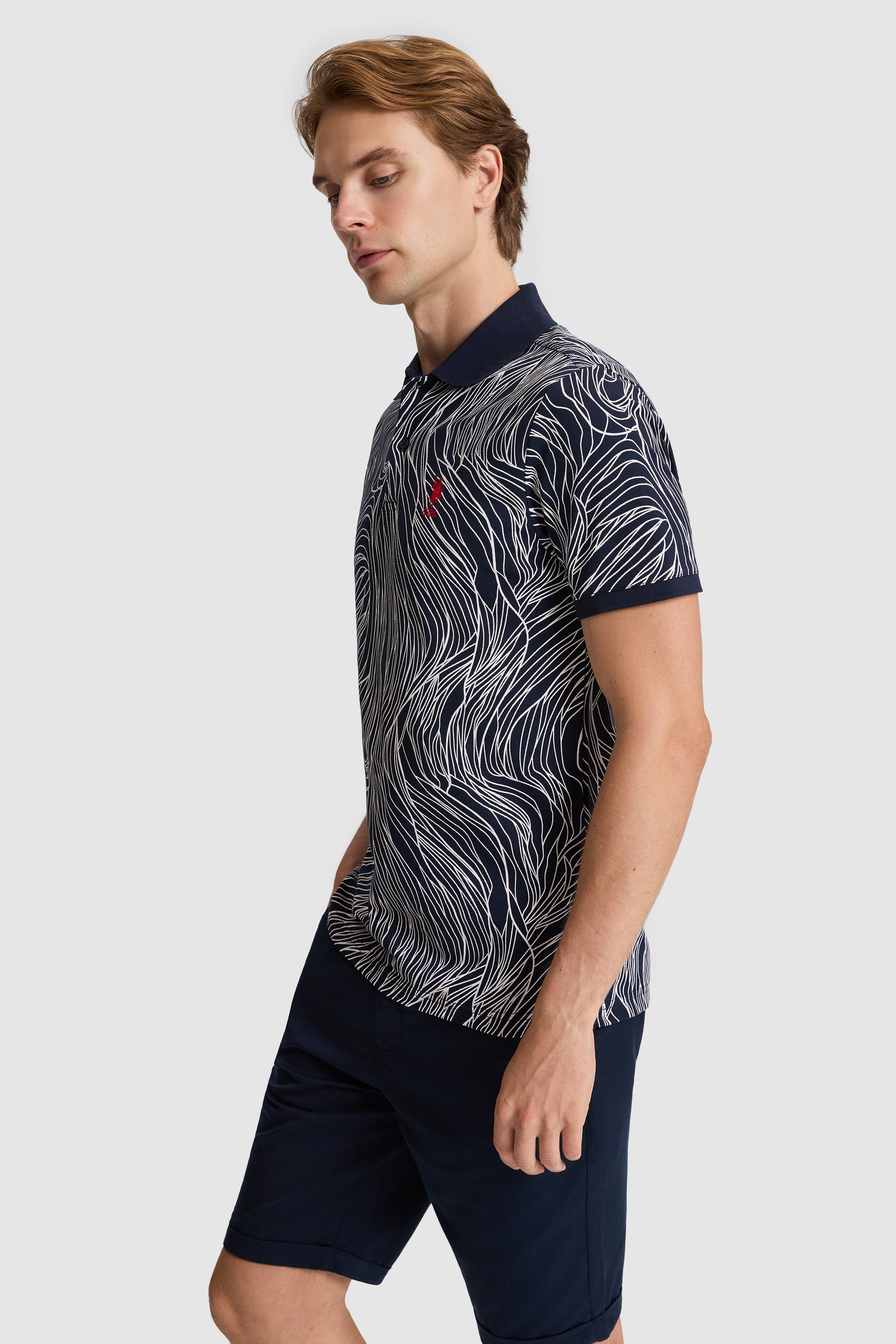 Erkek Lacivert Regular Fit Polo Yaka Basic Tişört - Image 3