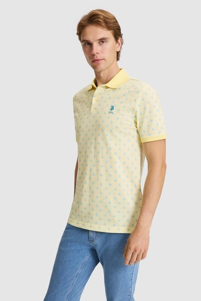 Erkek Açık Sarı Regular Fit Polo Yaka Tişört