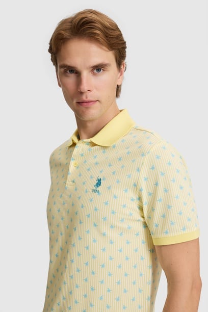 Erkek Açık Sarı Regular Fit Polo Yaka Tişört