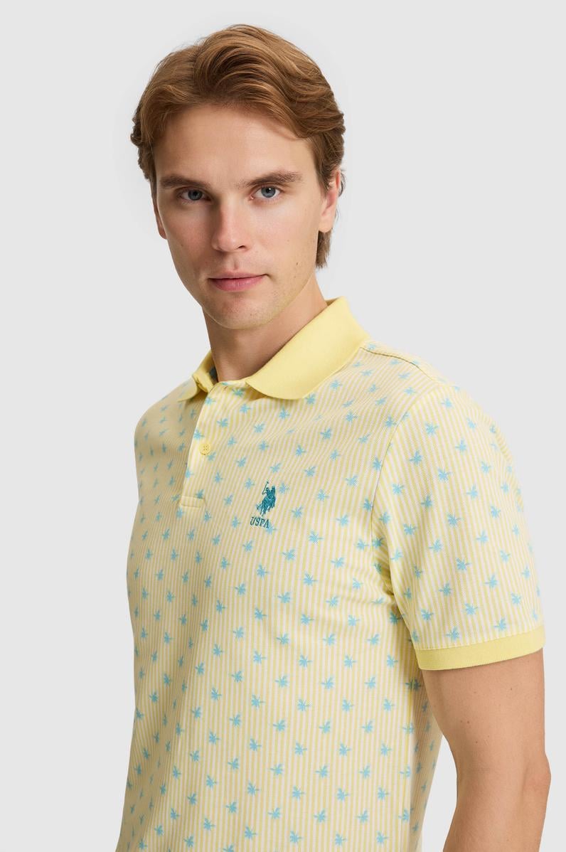 Erkek Açık Sarı Regular Fit Polo Yaka Tişört