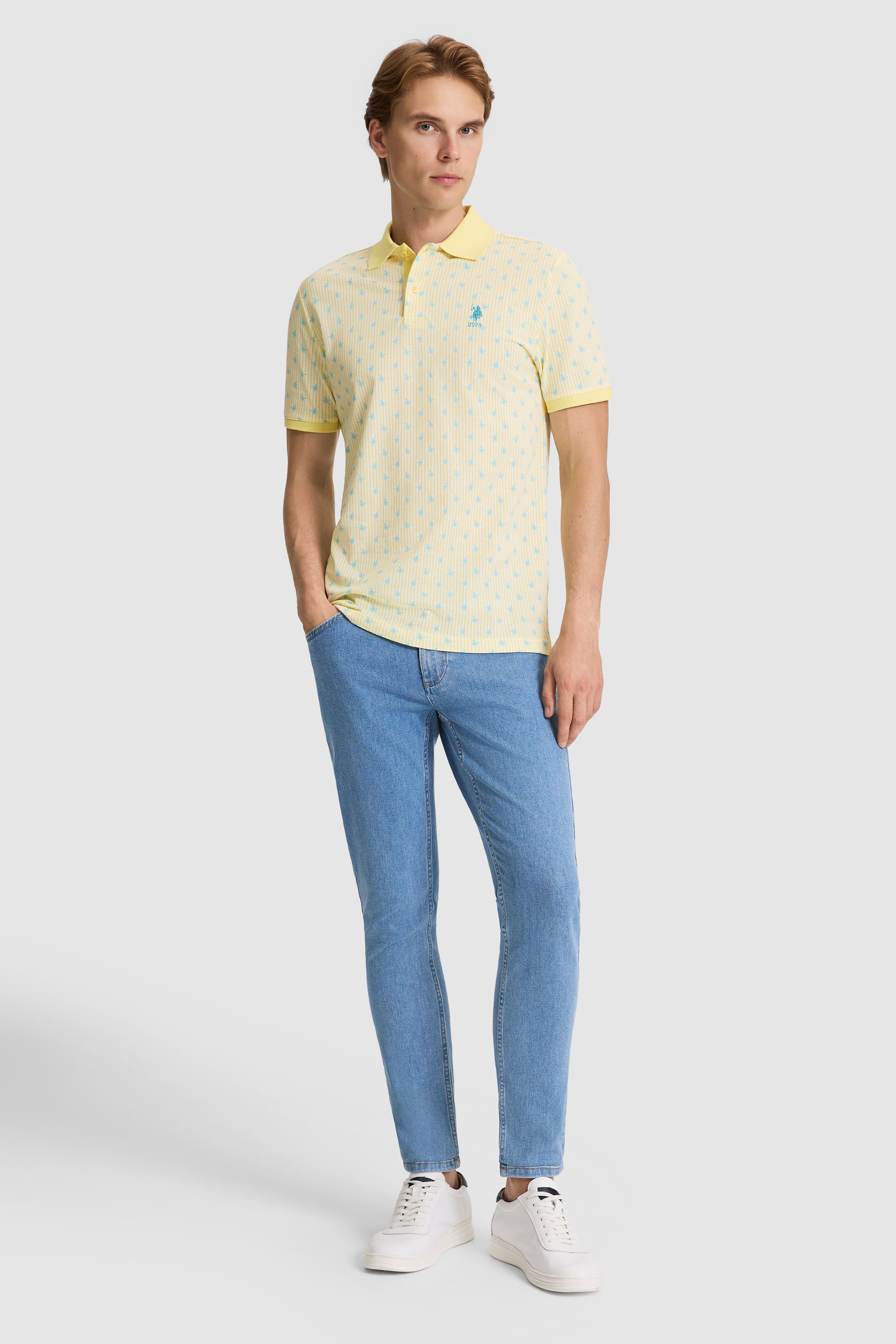 Erkek Açık Sarı Regular Fit Polo Yaka Tişört - 50322489023